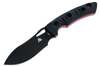 FOBOS Knives Tier 1 Mini Mini Fixed Blade Knife - 3.5" CPM-154 PVD Drop Point, Carbon Fiber w/ Red Liners, Brown Leather Sheath