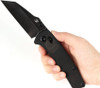 Kansept Knives Main Street Folding Knife - 3.5" 154CM Wharncliffe Black Stonewashed Blade, Brown Semi-Transparent Acrylic Handled, Crossbar Lock - T1015V8