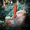 Vosteed Cutlery Raccoon Folding Knife - 3.25" Nitro-V Satin Drop Point Blade, Textured Orange Aluminum Handles
