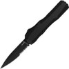 Kershaw Livewire OTF AUTO Knife - 3.3" CPM-Magnacut Black Spear Point Partially Serrated Blade, Black Aluminum Handles, Reversible Clip - 9000BLKST