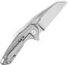 Bestech Knives Nyxie 3 Frame Lock Flipper Knife - 2.99" S35VN Satin Reverse Tanto Blade, Marbled Carbon Fiber and Gray Titanium Handles - BT2308C