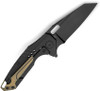 Bestech Knives Nyxie 3 Frame Lock Flipper Knife - 2.99" S35VN Black DLC Reverse Tanto Blade, Marbled Carbon Fiber and Black Titanium Handles - BT2308D