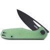 Kubey Knives Doris Front Flipper Knife - 3.27" D2 Black Stonewashed Drop Point Blade, Natural (Jade) G10 Handles, Liner Lock - KU324B