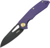 Kubey Knives Vagrant Folding Knife - 3.15" M390 Blackwash Modified Wharncliffe Blade, Purple G10 Handles, Liner Lock - KB291W