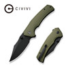 CIVIVI Knives Vexillum Liner Lock Flipper Knife - 3.81" Nitro-V Black Stonewashed Clip Point Blade, Milled OD Green G10 Handles - C23003D-2