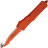 Microtech Combat Troodon HS Rescue AUTO OTF Knife - 3.75" Orange Cerakote Serrated Safety Cutter Blade, M390 Blade Steel, Orange Frag Aluminum Handles - 601-3CORHS Rescue