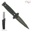 VZ Grips Diamante Non-Detectable Dagger - 4.75" Dirty Olive Solid G10 Dagger, Leather Sheath, Non-Permissive Environments