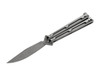 Boker Papillon Balisong - 4.57" D2 Drop Point Blade, Stonewashed Stainless Steel Handles