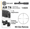 Sig Sauer Airguns AIR-T4 1-4x 24mm Air Rifle Scope - 1" Tube, Mil-Dot Reticle, Black