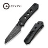 Civivi Snecx Vision FG Superlock Folding Knife - 3.54" Damascus Reverse Tanto Blade, Black Canvas Micarta Handles - C22036-DS2