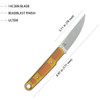 Kubey JL Fixie Fixed Blade - 3.11" Beadblasted 14C28N Kwaiken Blade, Ultem Handles, Kydex Sheath