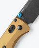 Benchmade Bugout AXIS Folding Knife - M390 Black DLC Battlewashed Plain Blade, Burnt Brass Aluminum Handles - 535BK-07-4