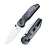Kizer Cutlery Vanguard Assassin Clutch Lock Flipper Knife - 2.99" Nitro-V Satin Drop Point Blade, Blue Denim Micarta Handles, Crossbar Lock - V3549A2