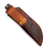 Reiff Knives F3 EDC Fixed Blade Knife - 2.9" CPM 3V Drop Point Stonewashed Blade, Black and Green Canvas Micarta Handle, Brown Crazy Horse Leather Sheath