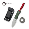 CIVIVI Knives Baby Banter Pocket Fixed Blade - 2.39" Nitro-V Stonewashed Drop Point Blade, Green Canvas Micarta Handles, Kydex Sheath and IWB Clip - C23045-2