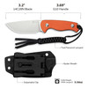 CIVIVI Knives Timberbark Fixed Blade Knife - 3.2" 14C28N Satin Drop Point Blade, Orange G10 Handles, Kydex Sheath - C23094-2