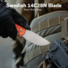 CIVIVI Knives Timberbark Fixed Blade Knife - 3.2" 14C28N Satin Drop Point Blade, Orange G10 Handles, Kydex Sheath - C23094-2
