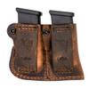 Versacarry 72221 Double Adjustable Single Stack Mag Pouch - Single Stack, Distressed Brown Buffalo Leather