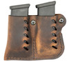 Versacarry 72221 Double Adjustable Single Stack Mag Pouch - Single Stack, Distressed Brown Buffalo Leather