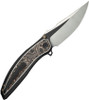 We Knife Quinseris Nested Frame Lock Flipper Knife - 3.96" M390 Two-Tone Clip Point Blade, Black Titanium Handles with Copper Foil Carbon Fiber Inlays - WE23093-1