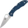 Spyderco Delica 4 Lightweight Folding Knife - 2.9" CPM-SPY27 Satin Plain Blade, Cobalt Blue FRN Handles, Lockback - C11PCBL