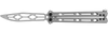 Kershaw Knives Lucha Trainer Balisong Butterfly Knife - 4.6" Stonewashed Sandvik 14C28N Dull Blade, Bead Blasted Stainless Steel Handles