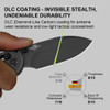 Kizer Knives Drop Bear 2 Clutch Lock Folding Knife - 2.84" Nitro-V Matte Black DLC Drop Point Blade, Black Aluminum Handles, Reversible Clip - V3619.2KD2