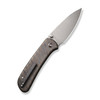 We Knife Qubit Button Lock Folding Knife - 3.2" CPM-20CV Stonewashed Drop Point Blade, Tiger Stripe Flamed Titanium Handles - WE22030F-4