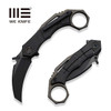 WE Knife Co Tayra Frame Lock Flipper Knife - 2.19" M390 Black Two-Tone Hawkbill Blade, Black Titanium Handles with Pinky Ring, Reversible Clip - WE24069-1