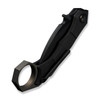WE Knife Co Tayra Frame Lock Flipper Knife - 2.19" M390 Black Two-Tone Hawkbill Blade, Black Titanium Handles with Pinky Ring, Reversible Clip - WE24069-1