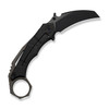 WE Knife Co Tayra Frame Lock Flipper Knife - 2.19" M390 Black Two-Tone Hawkbill Blade, Black Titanium Handles with Pinky Ring, Reversible Clip - WE24069-1