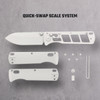 Vosteed Cutlery Vombat Crossbar Lock Folding Knife - 2.92" M390 Copper Dune Bowie Blade, Black Aluminum Handles - A4106