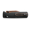 Vosteed Cutlery Vombat Crossbar Lock Folding Knife - 2.92" M390 Copper Dune Bowie Blade, Black Aluminum Handles - A4106