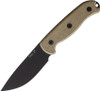 Ontario TAK-2 Fixed Blade Knife - 4.2" 1075 Black Drop Point, Stabilized Hardwood Handles, Leather Sheath - 8664