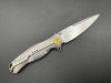Karbon Knives Ken Onion Buckhorn Liner Lock Flipper Knife - 3.75" S35VN Bead Blasted Drop Point Blade, Milled Titanium Handles - KARB118