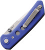Reate Knives PL-XT Pivot Lock Folding Knife - 3" Nitro-V Stonewashed Drop Point Blade, Contoured Milled Blue G10 Handles