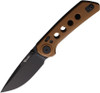 Reate Knives PL-XT Pivot Lock Folding Knife - 3" Nitro-V Black PVD Drop Point Blade, Contoured Milled Tan G10 Handles