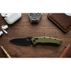 Kershaw 6777 Bareknuckle DuraLock USA-Made KVT Flipper Knife - 3.5" CPM-MagnaCut Black PVD Drop Point Blade, OD Green Aluminum Handles, Reversible Deep Carry Clip