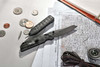 Oknife XEN Rail Lock Pocket Folding Knife - 3.13" Black DLC S45VN Sheepsfoot Blade, Damascus Pattern Carbon Fiber Handle