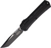 Microtech 185-1T Glykon Tactical AUTO OTF Knife 3.75" Black Tanto Plain Blade, Black Aluminum Handles with Titanium Overlays, Nickel Boron Internals