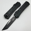 Microtech 185-1T Glykon Tactical AUTO OTF Knife 3.75" Black Tanto Plain Blade, Black Aluminum Handles with Titanium Overlays, Nickel Boron Internals