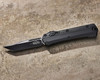 Microtech 185-1T Glykon Tactical AUTO OTF Knife 3.75" Black Tanto Plain Blade, Black Aluminum Handles with Titanium Overlays, Nickel Boron Internals