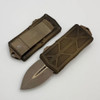 Microtech 157-13APABS Exocet OTF Auto Knife | Antique Bronze Handle with Bronze Apocalyptic D/E Blade, Money Clip Design