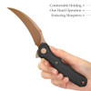 TRIVISA Lacerta Liner Lock Folding Knife 3.34" 14C28N Hawkbill Blade Carbon Fiber/G10 Handles - TY19-CG-14