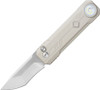 OKNIFE LK Folding Pocket Knife with Flashlight LK MAO DESERT WHITE - 2.48" Blade, Bohler M390 Steel, MAO Desert White Aluminum Handle