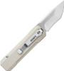 OKNIFE LK Folding Pocket Knife with Flashlight LK MAO DESERT WHITE - 2.48" Blade, Bohler M390 Steel, MAO Desert White Aluminum Handle
