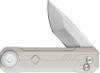 OKNIFE LK Folding Pocket Knife with Flashlight LK MAO DESERT WHITE - 2.48" Blade, Bohler M390 Steel, MAO Desert White Aluminum Handle