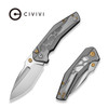 Civivi Wellmax Button Lock Folder 3.6" 14C28N Satin Spear Point Blade Gray Aluminum Handle Clear Lexan Inlay - C24008C-1