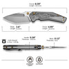 Civivi Wellmax Button Lock Folder 3.6" 14C28N Satin Spear Point Blade Gray Aluminum Handle Clear Lexan Inlay - C24008C-1