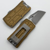 Microtech Exocet II OTF 2.375" M390MK Apocalyptic Wharncliffe Blade Aluminum Handle Tan Money Clip - 1156-10APTA